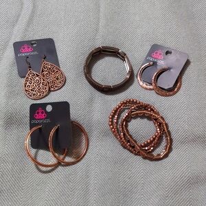 Copper earrings and bracelets